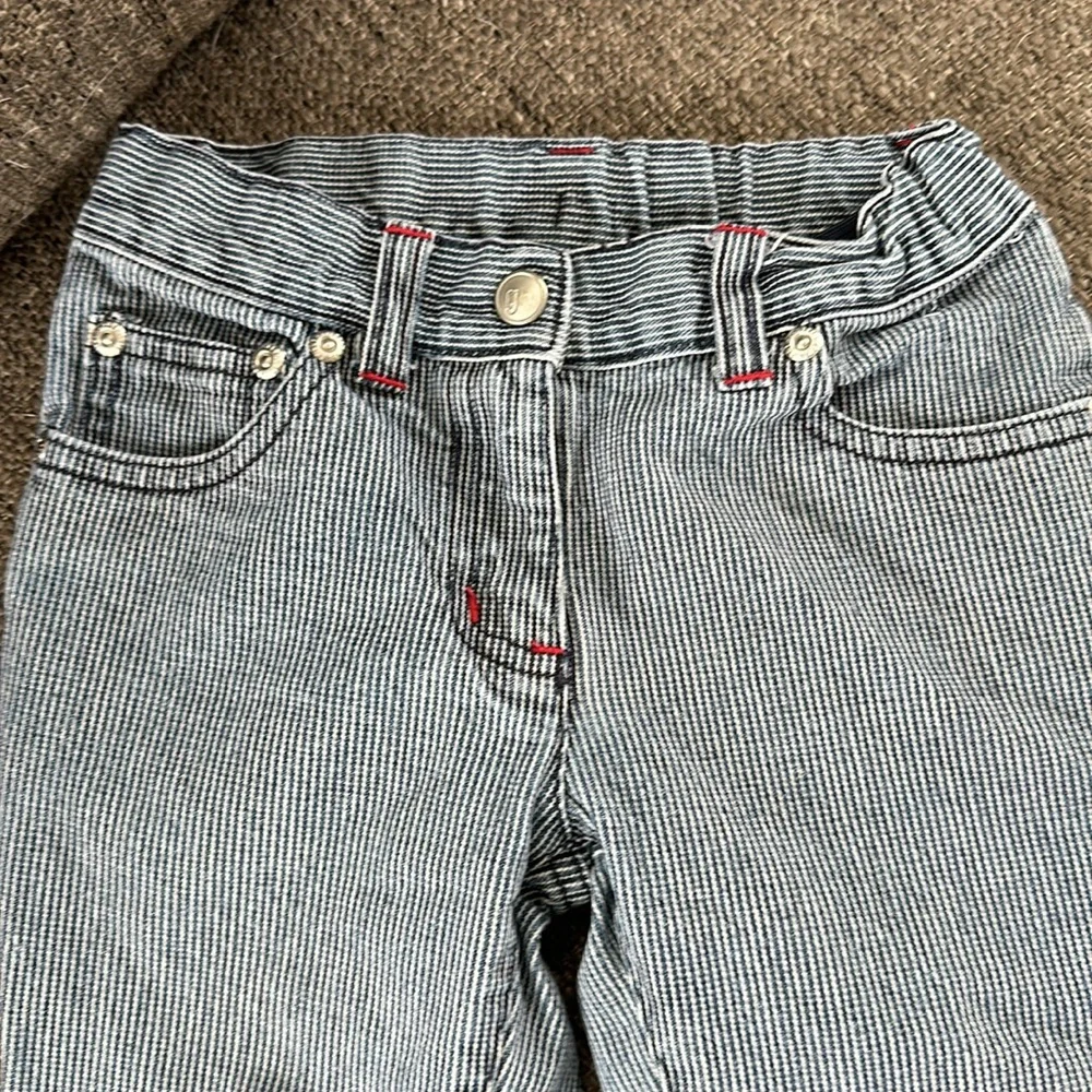 Gymboree Kids Size 4 Blue Railroad Stripe Denim Flare Pants Jeans